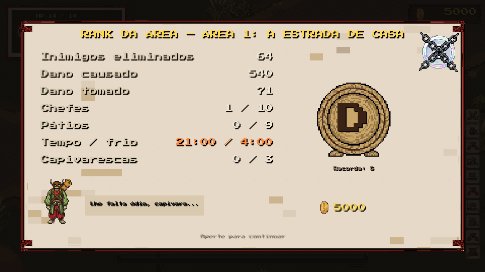 Tela de rank da área com estatísticas da corrida